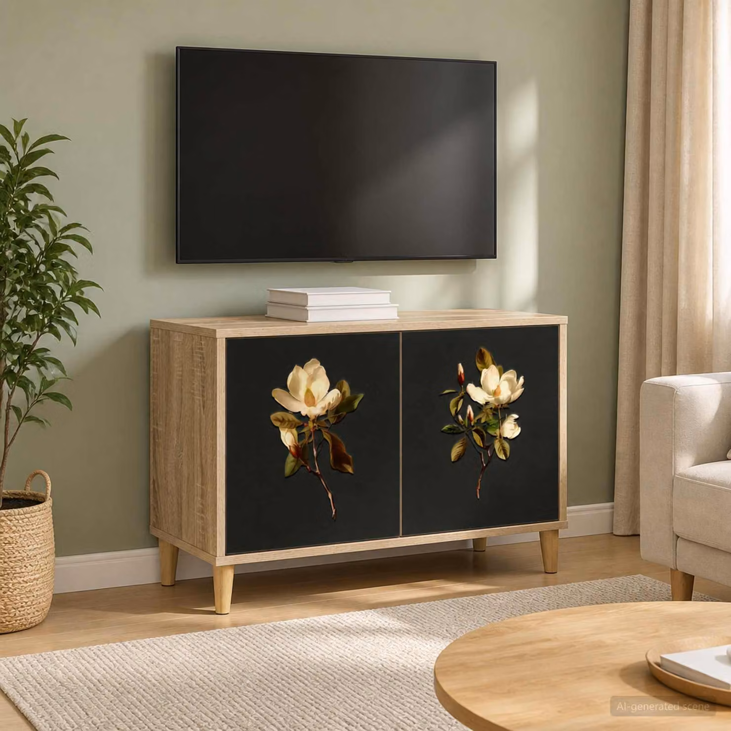 Mobile TV vidaXL BREMEN moderno in legno ingegnerizzato color Sonoma, L 69 cm x P 33 cm x H 50 cm