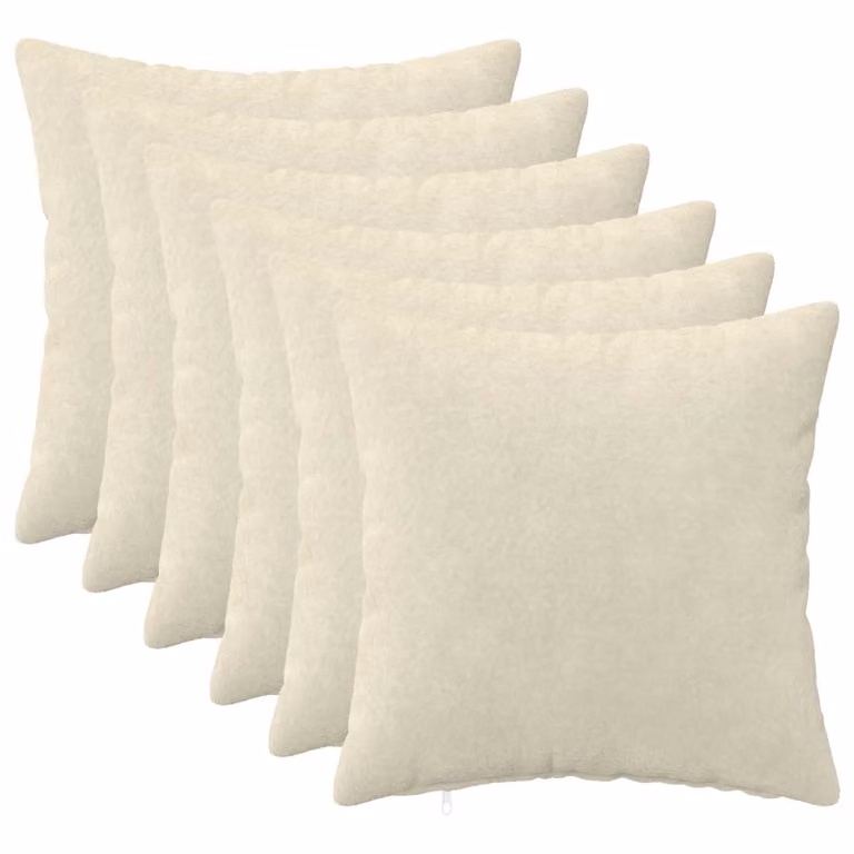 vidaXL Cuscino con cuscino HEERLEN 6 pz Crema Fleece in microfibra