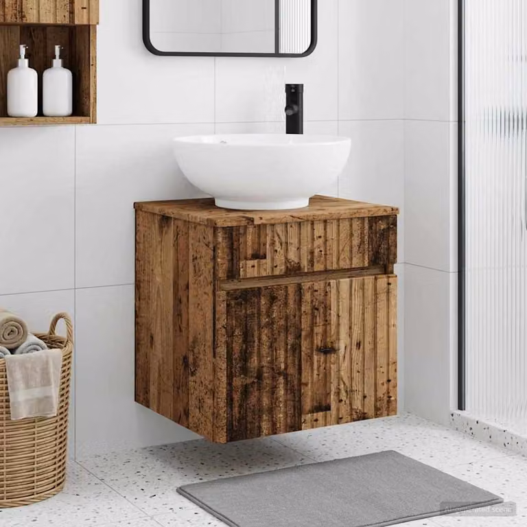 Mobile lavabo da parete vidaXL in legno color marrone, stile moderno, L: 49 cm, P: 44,5 cm, H: 66,5 cm