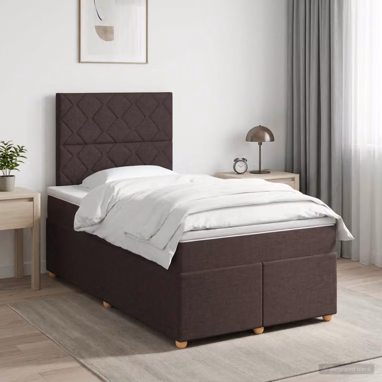 vidaXL Letto Box Spring Ibrido con Materasso a Molle Insacchettate Marrone e Bianco L/P: 120 x 200 cm
