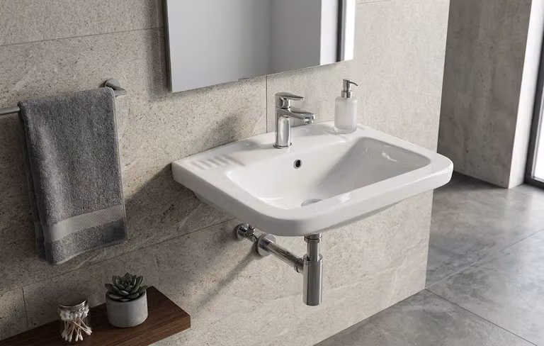 Lavabo quadro sospeso a parete 36x45 cm modello LP83 - Bianco