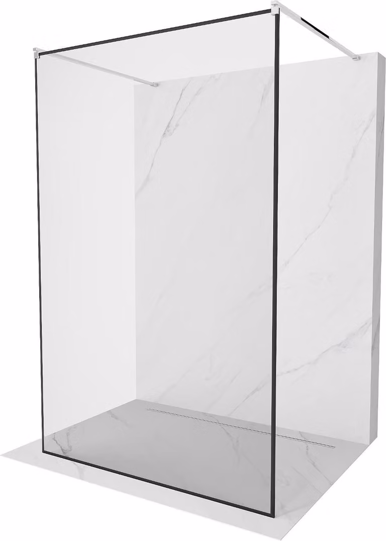 Mexen Kioto parete doccia autoportante 160 x 200 cm, cornice nera 8 mm, cromo - 800-160-002-01-70