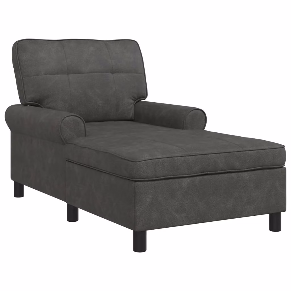 Chaise Lounge Moderna vidaXL in Pelle Sintetica Nera con Imbottitura in Schiuma L/P/H: 91 x 157 x 91 cm – 2
