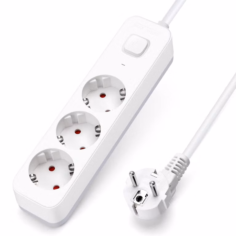 Ciabatta multipresa Aigostar con 3 prese e interruttore, presa multipla con protezione per bambini, ciabatta con cavo da 1,5 metri – Modello con 3 prese e 0 porte USB, cavo da 1,5 metri