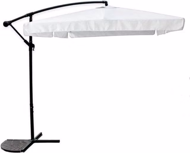 Trade Shop - Ombrellone Laterale Da Giardino Protezione Sole 2x3mt Impermeabile Bianco Con Base 223213 -