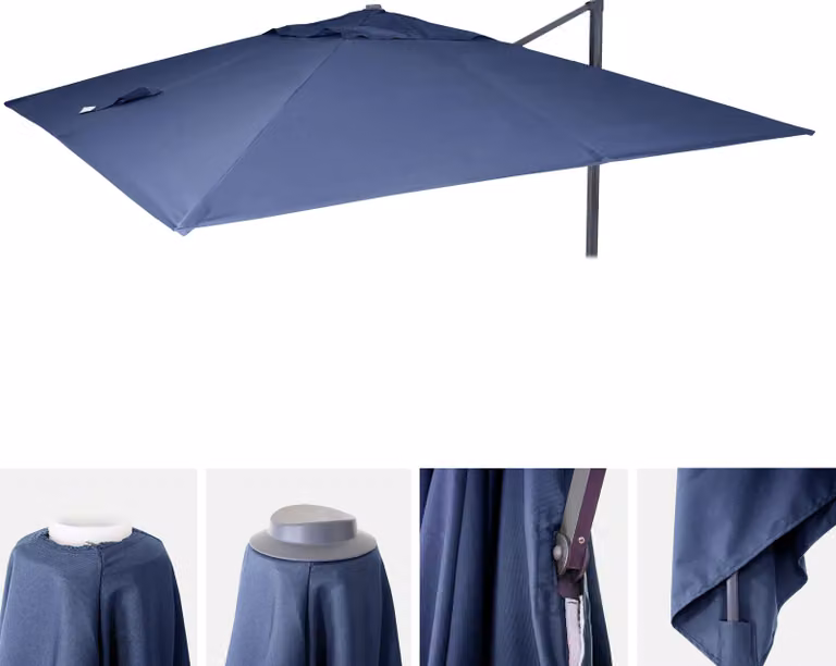 Copertura di ricambio per ombrellone da giardino HWC-A96, copertura per ombrellone, 3x3 metri (diametro 4,24 metri), poliestere, colore blu