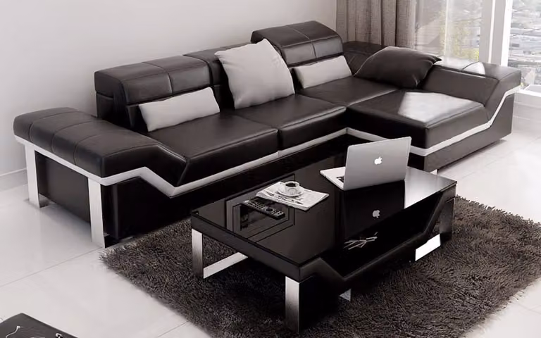 Ledersofa Sofa mit USB,Wohnlandschaft Ecksofa Garnitur Design Modern Sofa K5007F