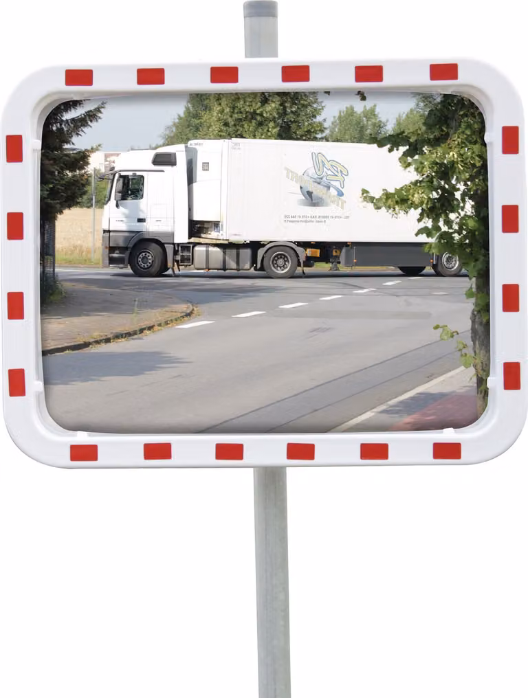 Specchio stradale H600xW800mm plastica, rosso/bianco 22m