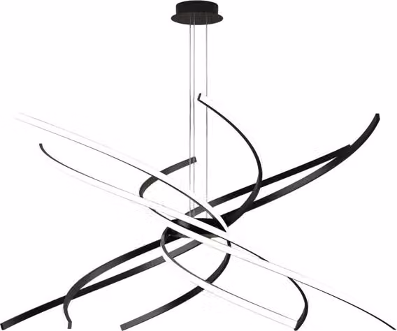 Lampadario a Led Moderno Top Light Tornado 88W 5950LM Nero - Luce bianca naturale - Lampadario a sospensione