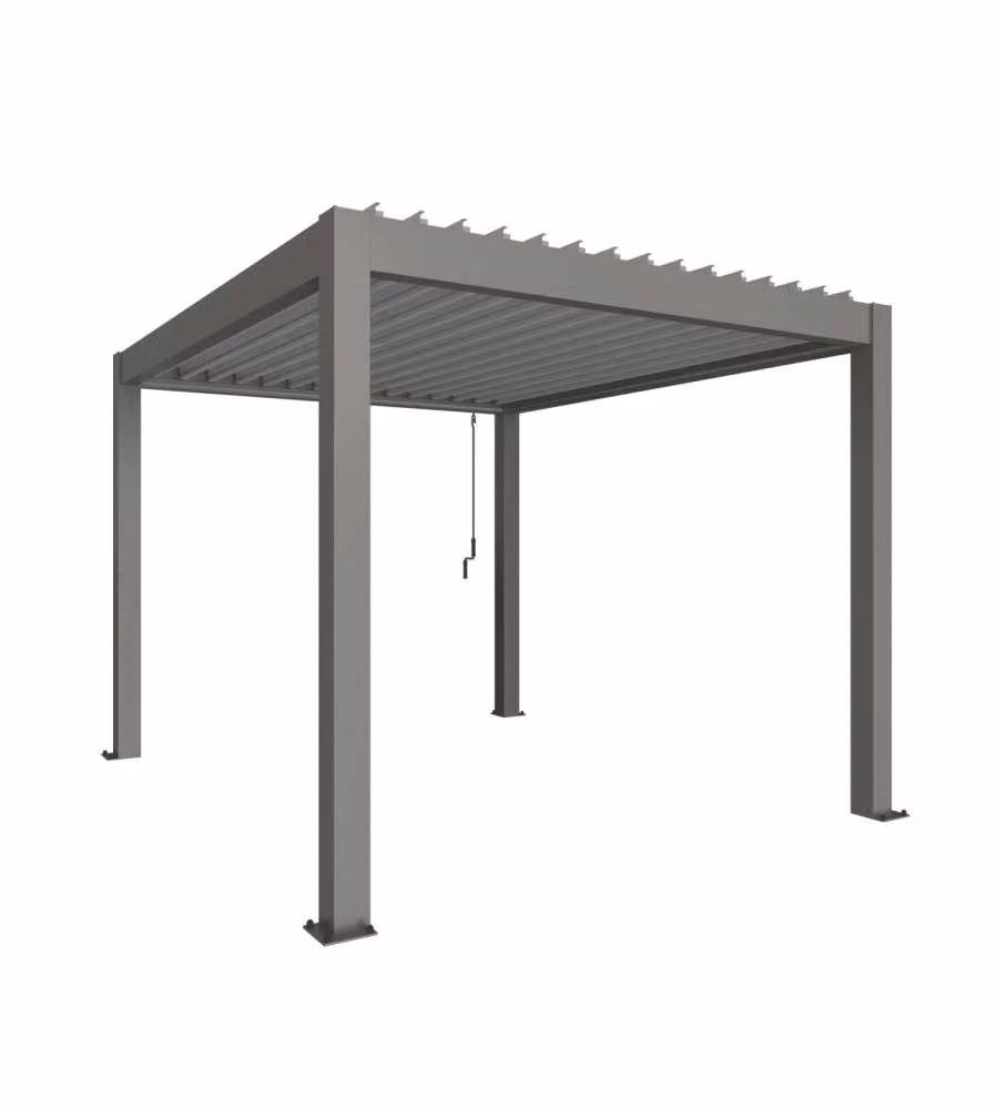 Biohort Pergola Grigio Quarzo 3x3,5m con Copertura Argento Metallizzato