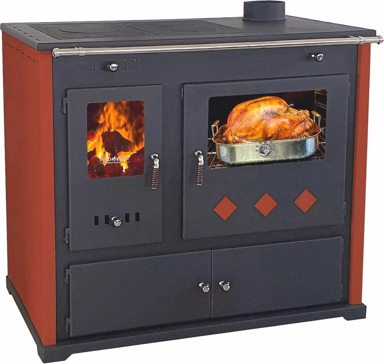 Stufa a legna con vano cottura e piano di cottura Pracktik Lux Red Stufa a legna 9,5 kW