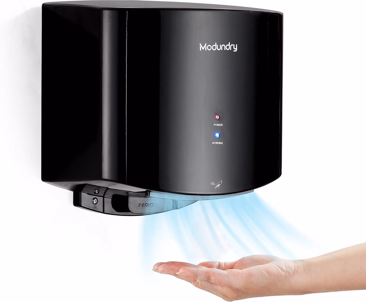 Asciugamani elettrici compatti, asciugamani elettrici automatici da parete per uso commerciale e domestico, ideali per bagni e servizi igienici, colore nero
