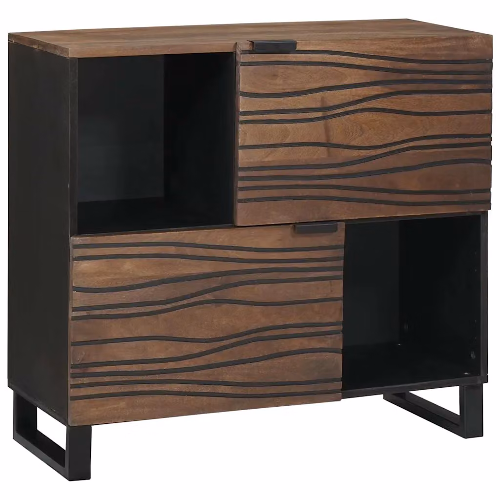 Credenza vidaXL in legno massello di mango marrone stile rustico L 80 x P 33 x H 75 cm