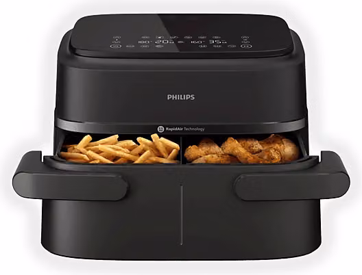 Philips Friggitrice ad Aria Serie 1000 con Doppio Cestello, Capacità 7,1 l, 2450 W, Nero