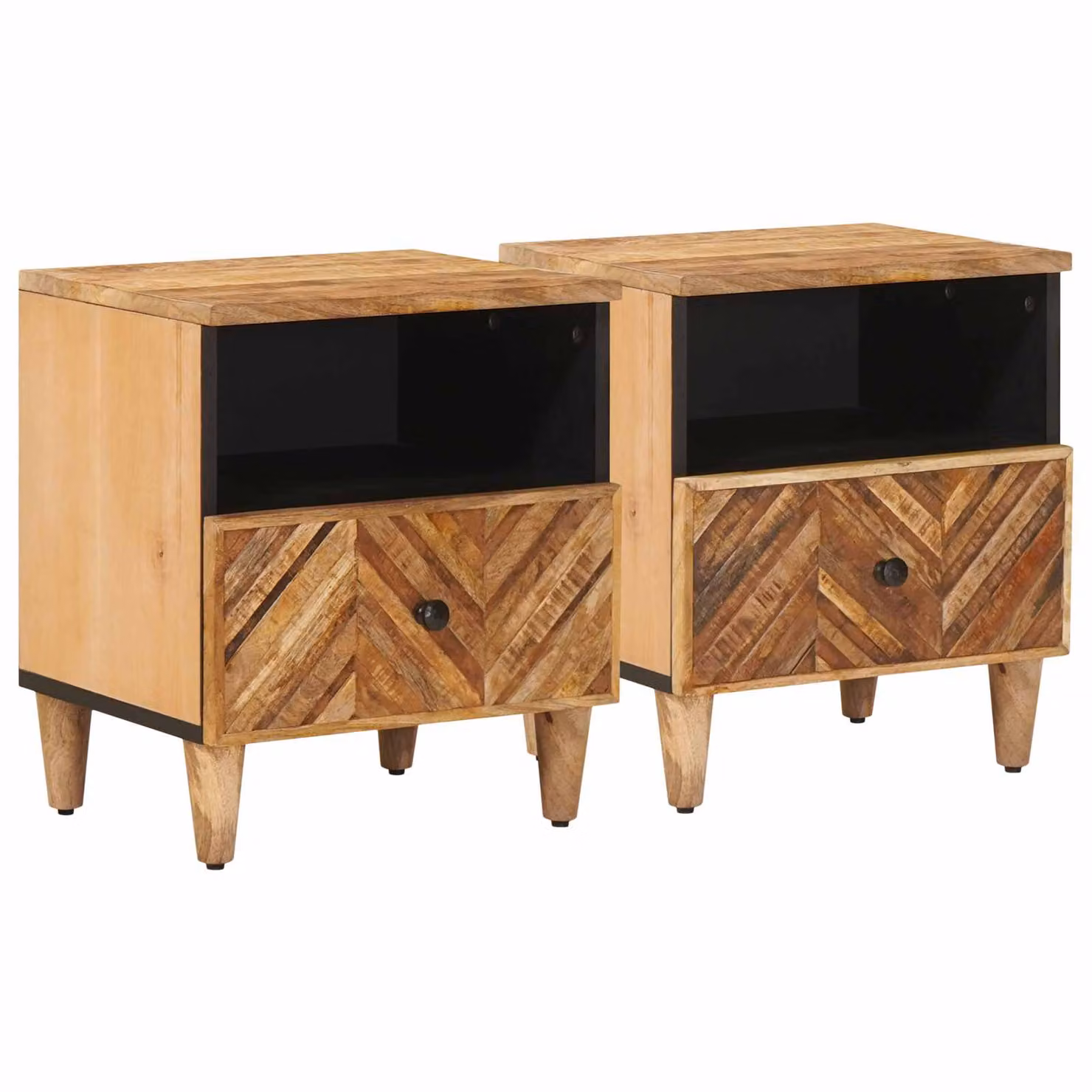 Set di 2 comodini moderni vidaXL in legno di mango massello marrone L/P/H: 50 x 33 x 60 cm