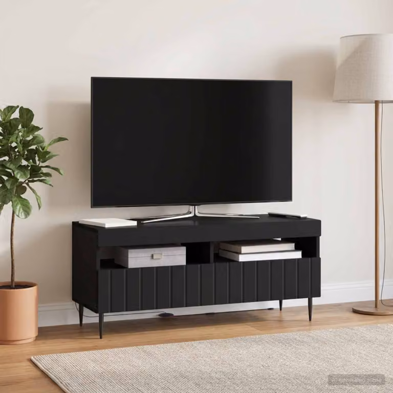 Mobile TV LED vidaXL ZWOLLE moderno in MDF nero, L 100 cm x P 35 cm x H 43 cm