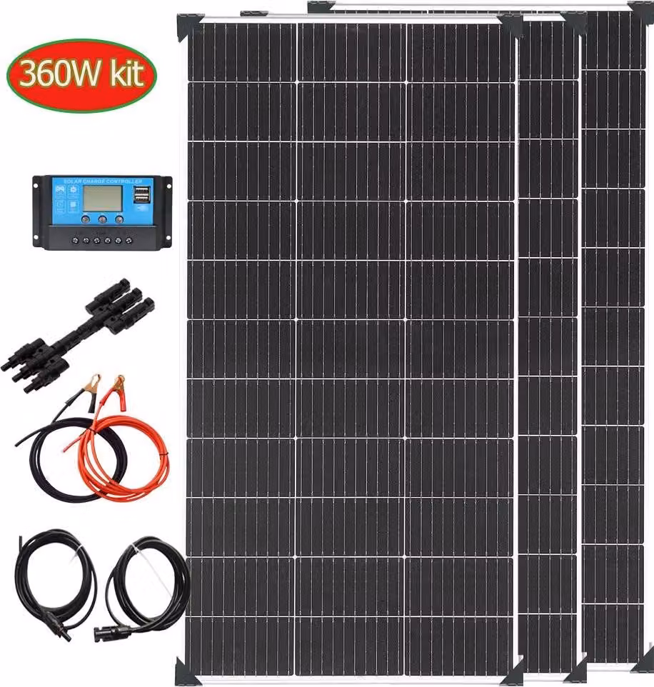 Pannello solare, alta efficienza, struttura resistente, kit solare 12V 360W