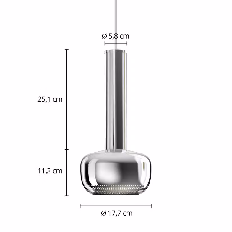 Louis Poulsen Lampada a sospensione VL56, dimmerabile, Cromo / Argento, Soggiorno / Sala da pranzo, Alluminio, Design, Lampada a sospensione