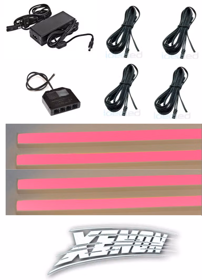 Illuminazione per scaffali a LED 6666, 4 x 0,75 m, alimentatore incluso, colore della luce: rosso