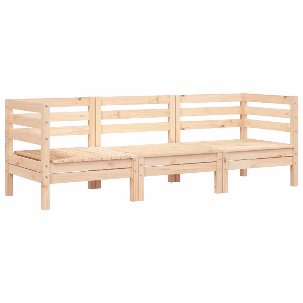 Divano da Giardino a 3 Posti vidaXL in Legno di Pino con Cuscini Beige – 2