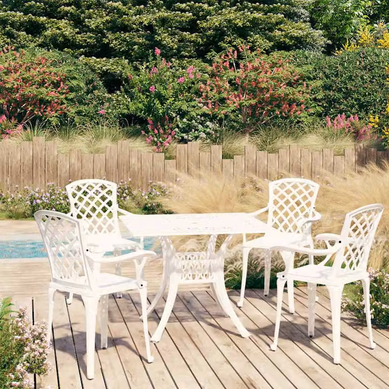 Set da Bistrot vidaXL 5 pz in Alluminio Pressofuso Bianco Opaco per Giardino