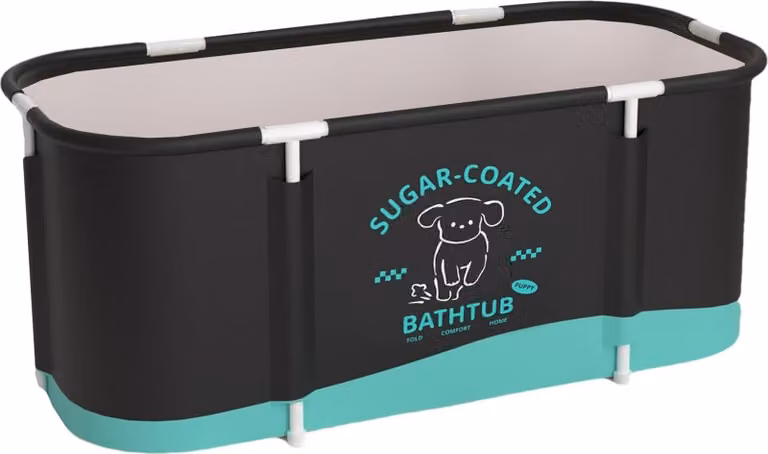 Aga Vasca da bagno pieghevole portatile 120x60x50 cm Nera