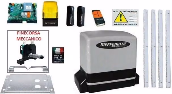 Kit Motore Kv6 230V Per Cancello Scorrevole Automatico 4 Mt Cremagliera Zincata