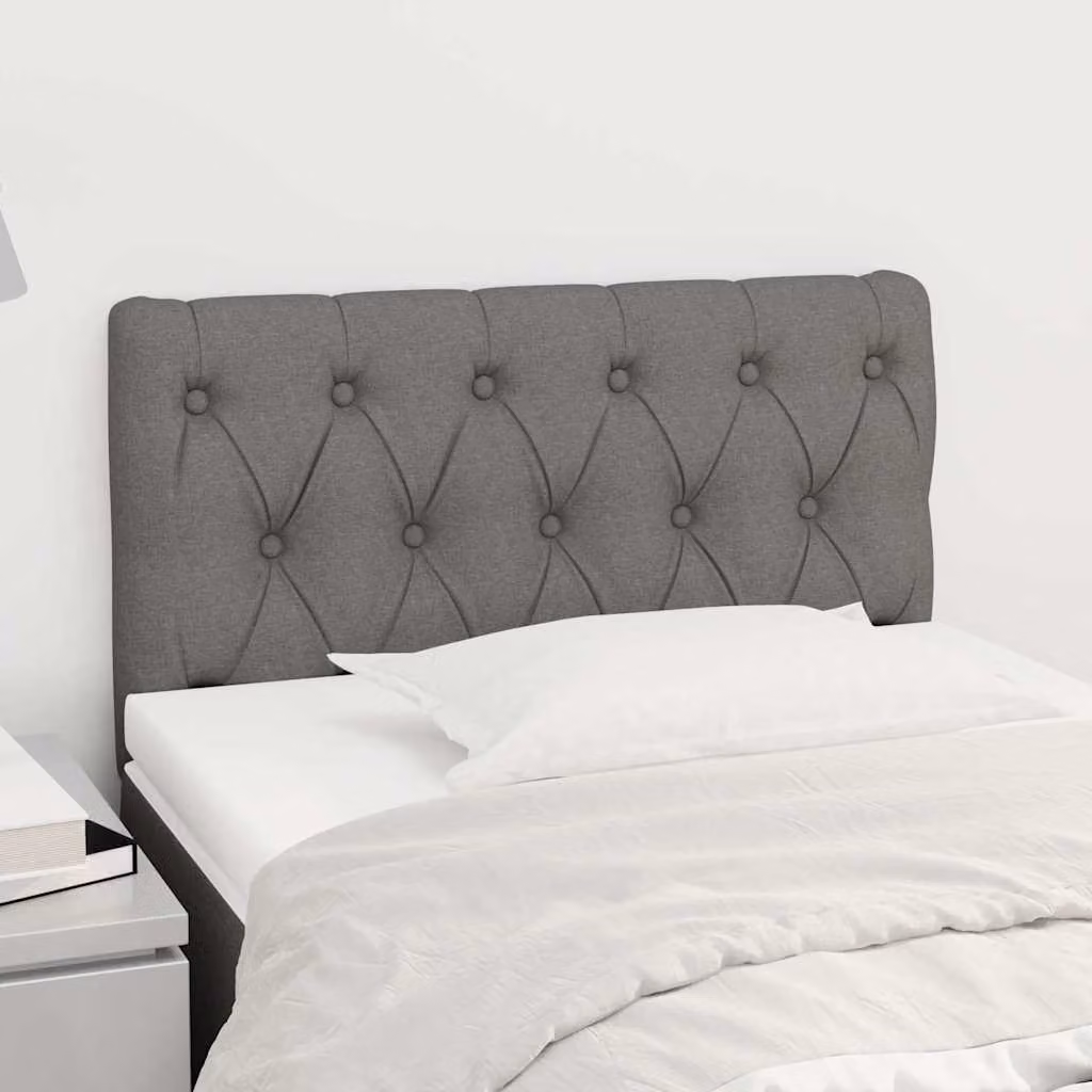 Testiera per letto vidaXL in tessuto grigio scuro con struttura in legno e pannello imbottito, L: 80 cm, P: 7 cm, H: 78/88 cm