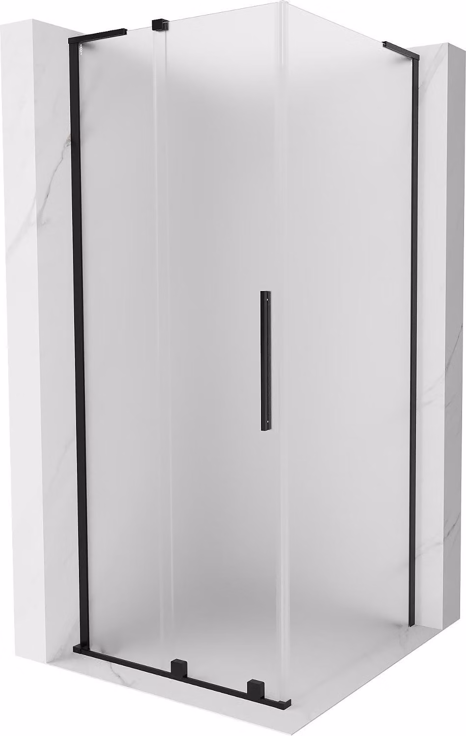Mexen Velar L cabina doccia scorrevole 100 x 100 cm, smerigliato, nero - 871-100-100-33-70