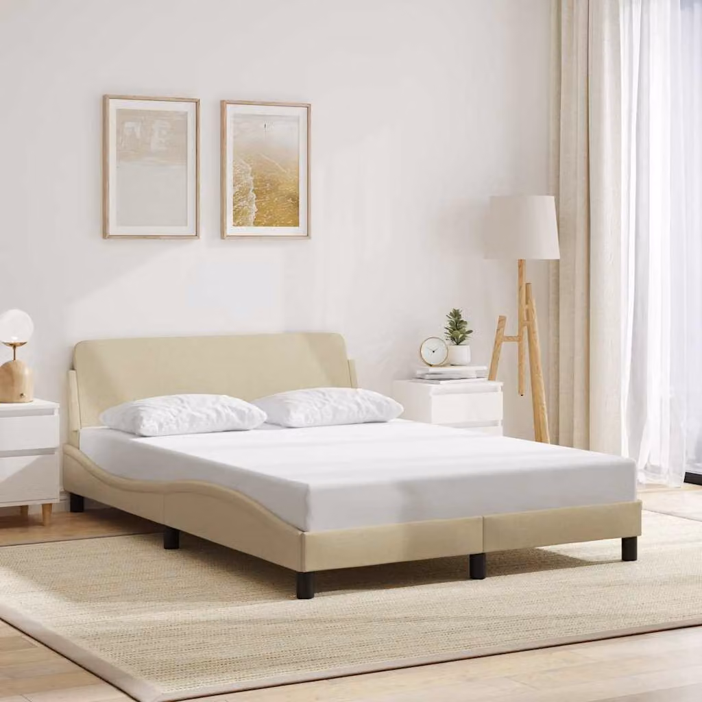Giroletto vidaXL Dover in tessuto beige con struttura in legno e metallo L/P: 140 x 200 cm