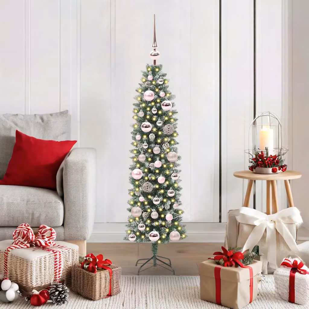 Albero di Natale artificiale moderno vidaXL con luci LED bianco e verde, Altezza: 120 cm