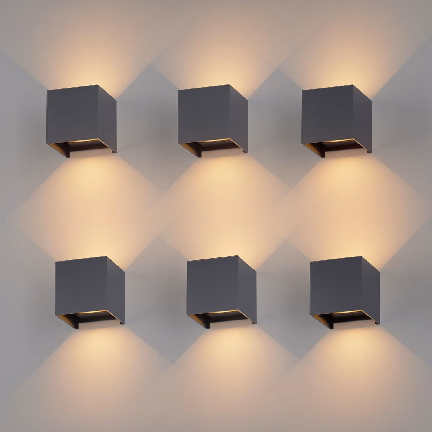 Set di 6 faretti a LED, 12W, luce calda, grado di protezione IP65, colore antracite, regolabili