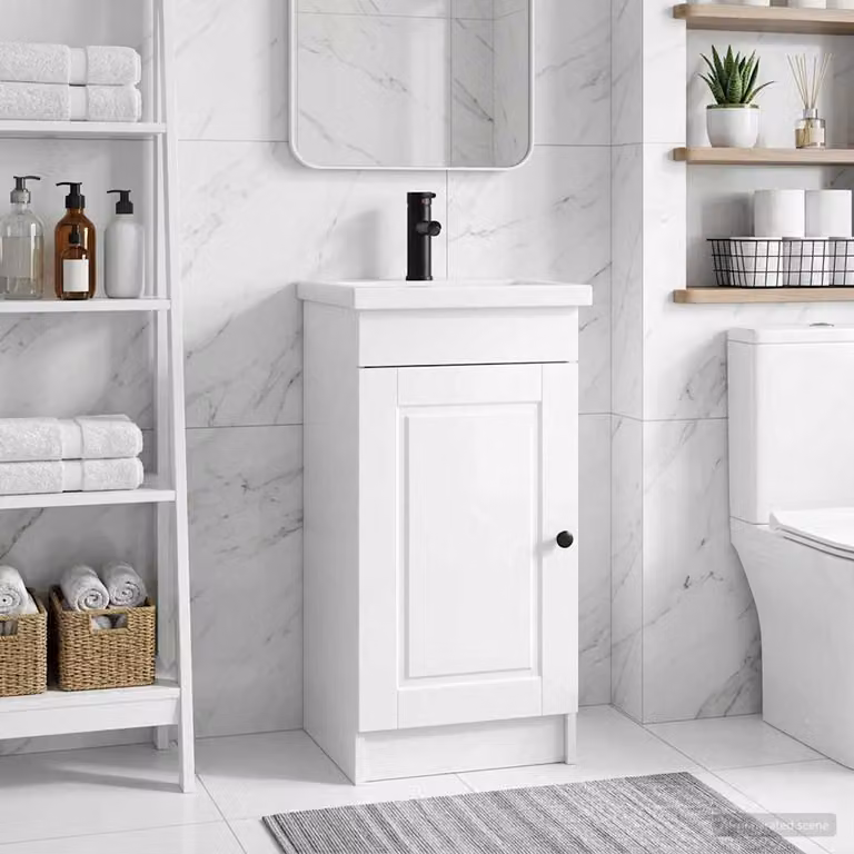 Mobile da bagno con lavabo vidaXL Bianco Lucido L: 42 cm, P: 40 cm, H: 84,5 cm