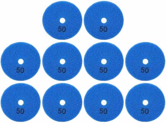 Dischi abrasivi da 125 mm, grana 50 - confezione da 10 pezzi - colore blu - per cemento/Vetroceramica - adatti per uso umido e asciutto - - dischi abrasivi