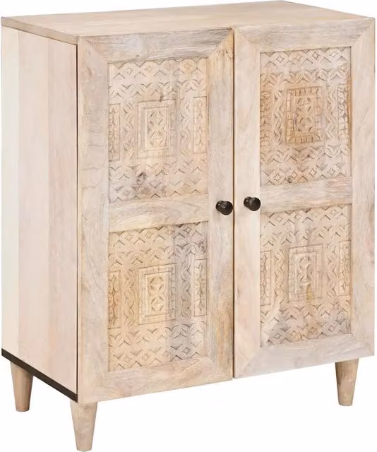 Credenza moderna vidaXL in legno di mango bianco L: 60 cm, P: 33,5 cm, H: 75 cm