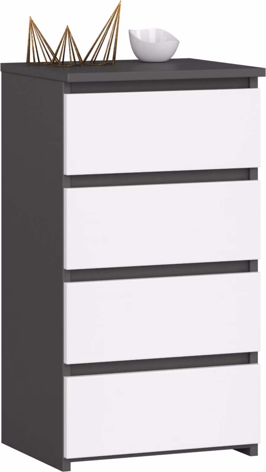 Comodino, colore grigio scuro, dimensioni 40 x 74 x 35 cm