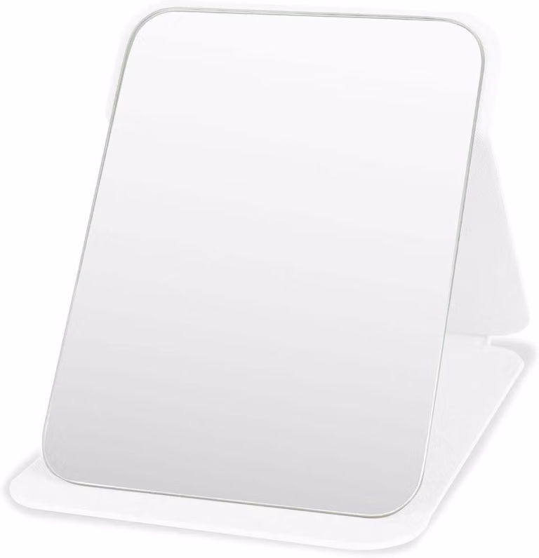 Specchio da trucco pieghevole, in ecopelle, dimensioni 20 x 15,5 cm, ideale per i viaggi