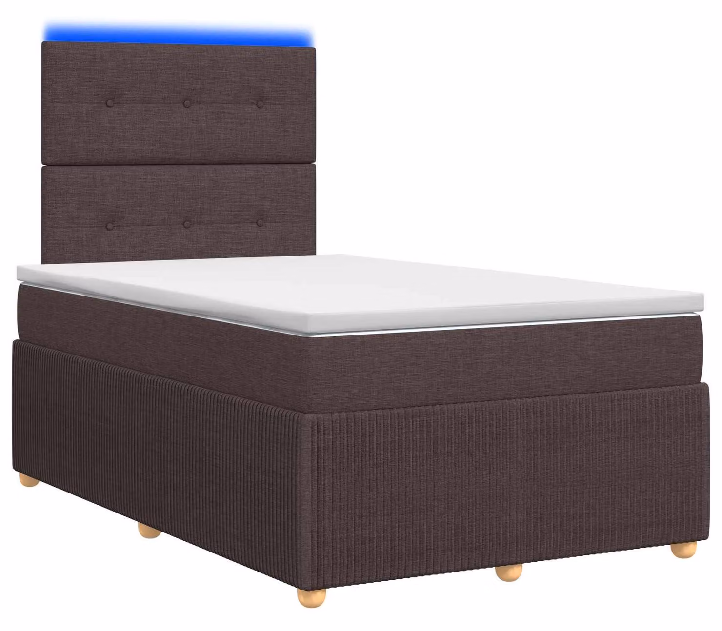 Letto boxspring LED con materasso marrone scuro 120 x 200 cm tessuto