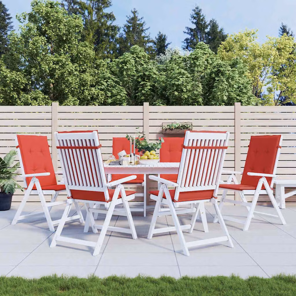 Set di 6 cuscini per sedie vidaXL in tessuto rosso, impermeabili e resistenti ai raggi UV, L 120 cm x P 50 cm x H 3 cm