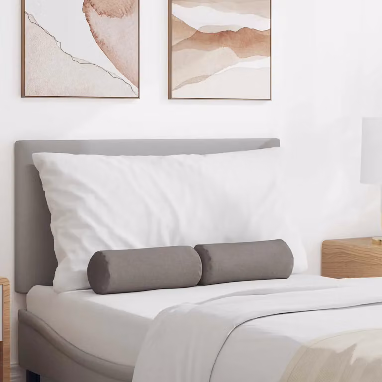 Set di 2 cuscini a rullo vidaXL in tessuto di poliestere, lavabili e rimovibili, Ø 15 cm x 40 cm, disponibili in beige o grigio