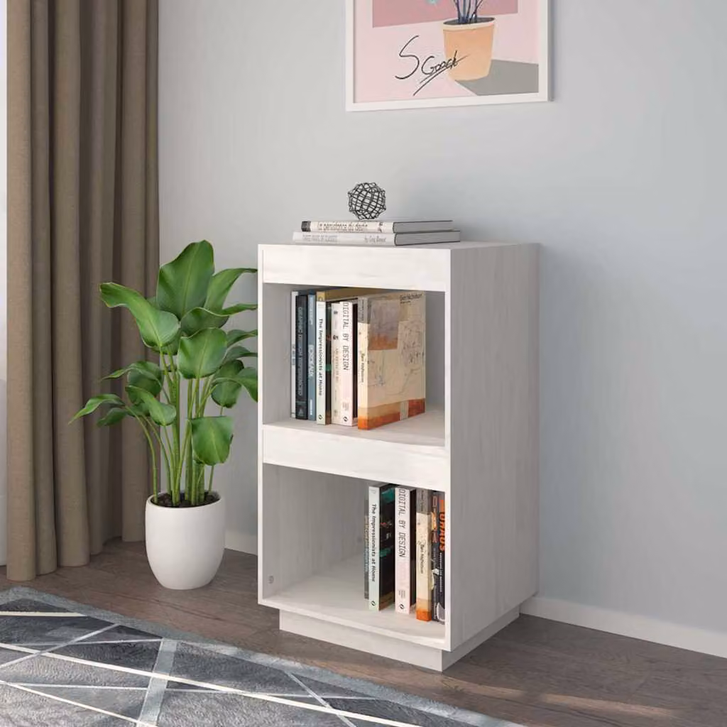 Libreria moderna vidaXL in legno massello di pino bianco con pannello posteriore L: 40 cm, P: 35 cm, H: 71 cm