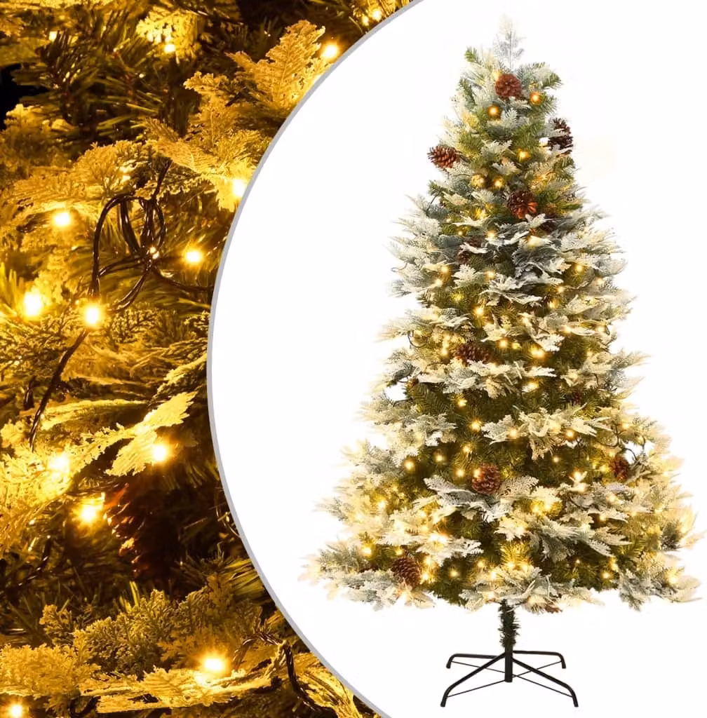Maison Exclusive - Albero di Natale illuminato con pigne, colore verde, altezza 195 cm