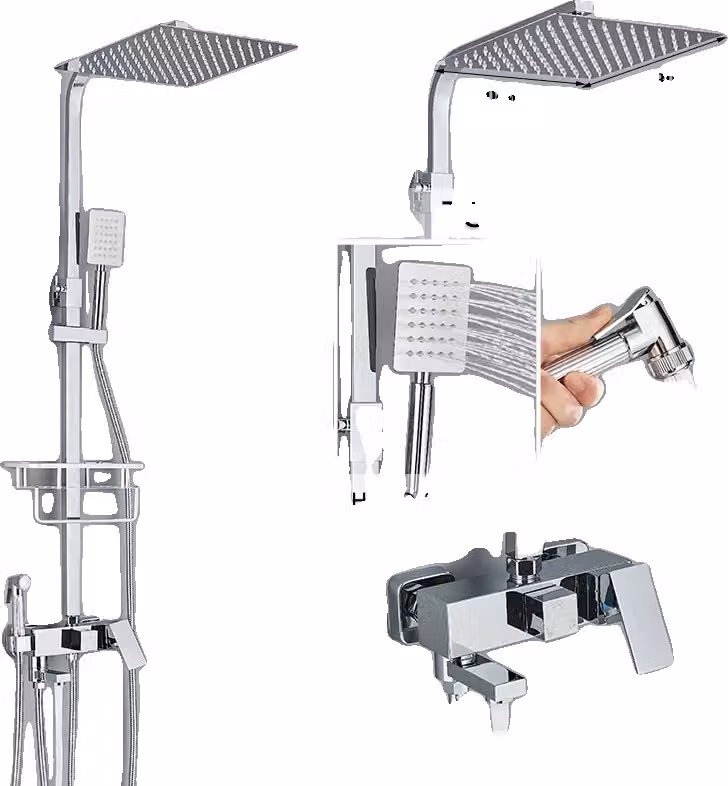 Miscelatore per doccia, ottone resistente, design multifunzionale, 4 vie da 12 pollici B