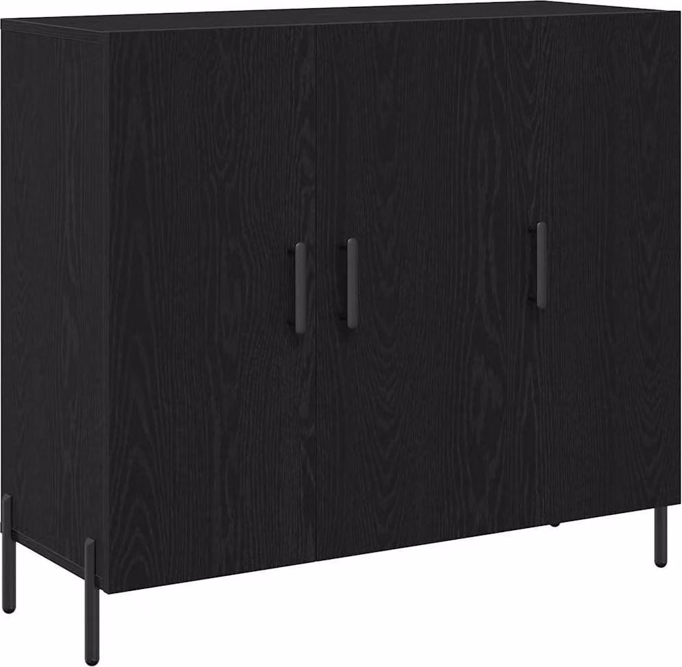 Credenza Rovere Nero 90 x 34 x 80 cm Legno multistrato