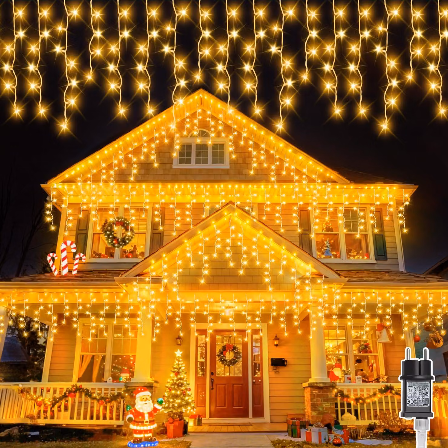 Catena luminosa a LED per esterni, 20 metri, 640 LED, luce bianco caldo, con timer, grado di protezione IP44
