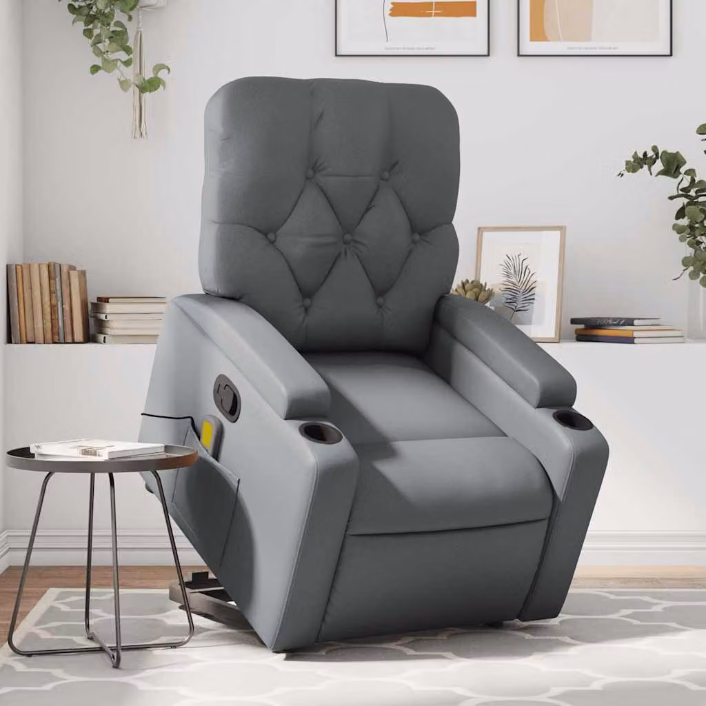 Poltrona Alzapersona Reclinabile con Assistenza Elettrica vidaXL in Similpelle Grigia – 1