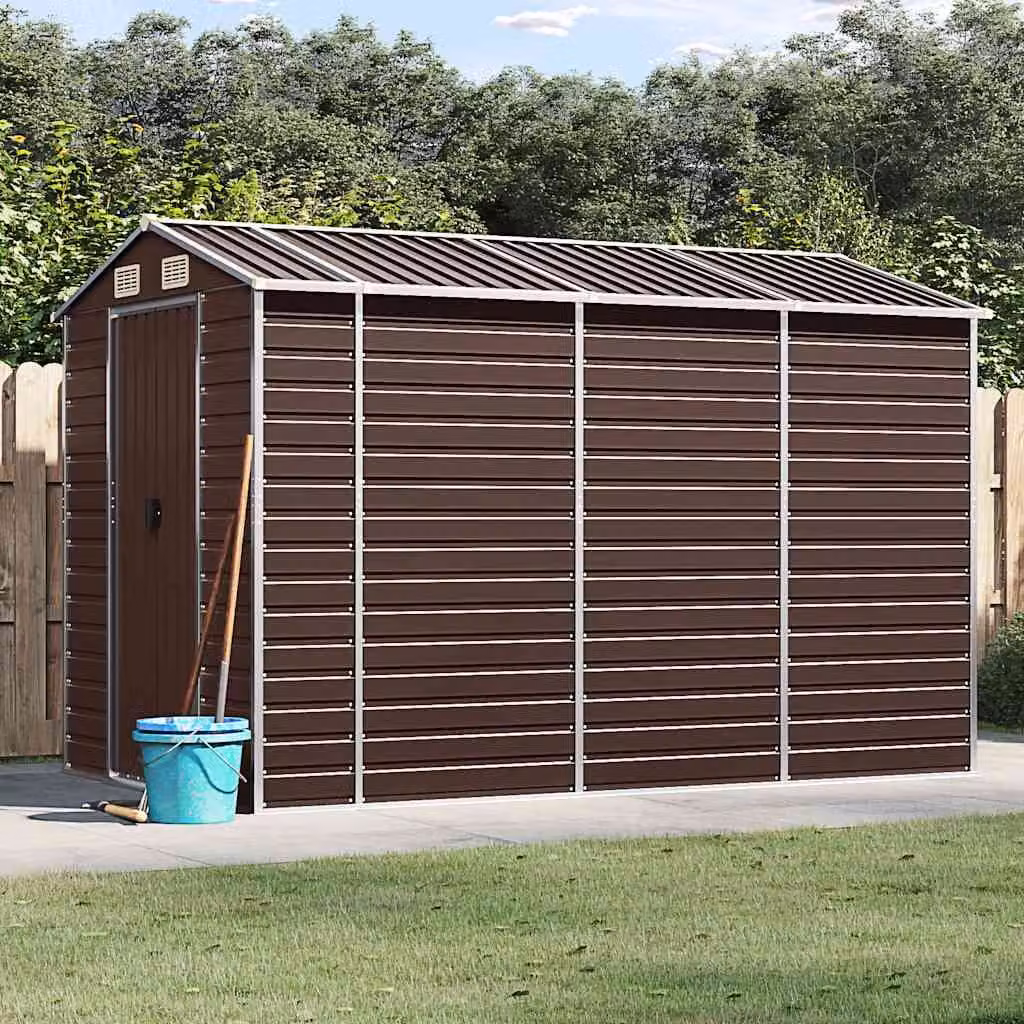 Casetta da giardino vidaXL in acciaio zincato marrone L: 191 cm, P: 300 cm, H: 198 cm