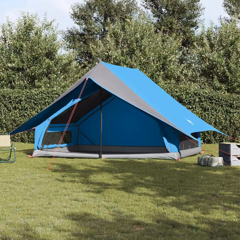 Tenda Familiare vidaXL in Poliestere e Fibra di Vetro, Blu e Grigio, L/P/H: 315 x 286 x 200 cm