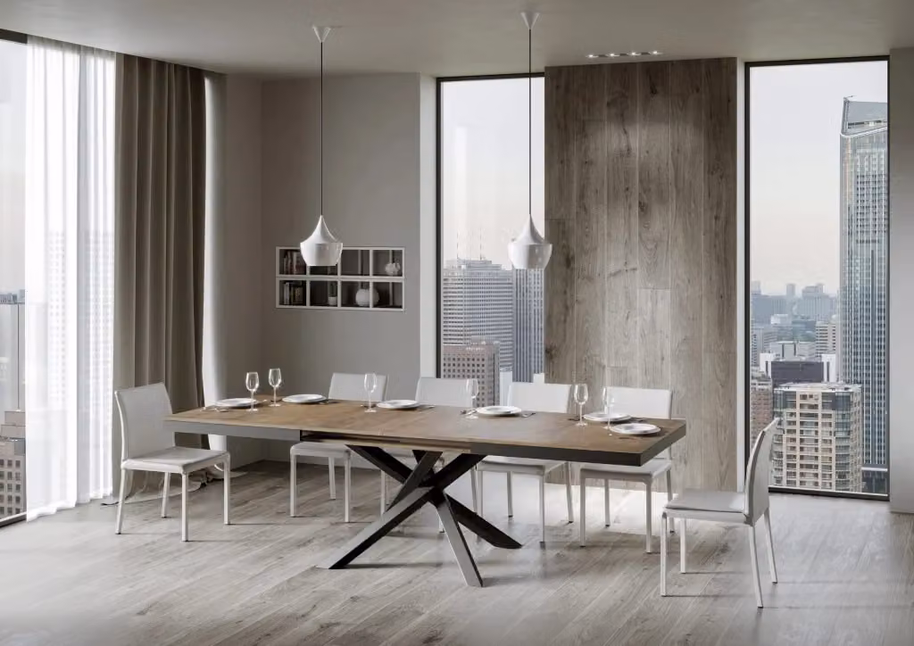 Tavolo allungabile moderno Itamoby Volta Evolution marrone e antracite L: 90-284 cm x P: 77 cm x H: 76 cm – 2