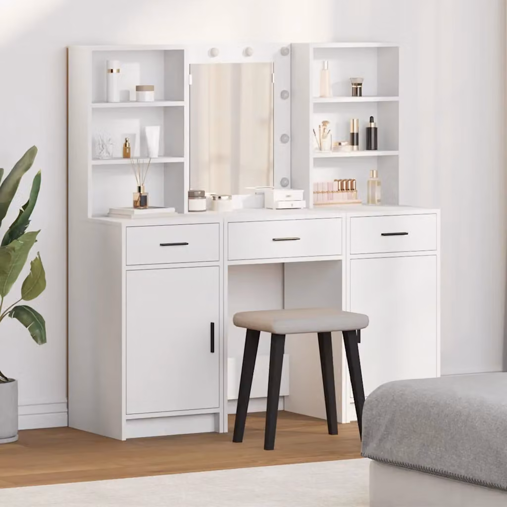 Set da tavolo da trucco con LED vidaXL Bianco